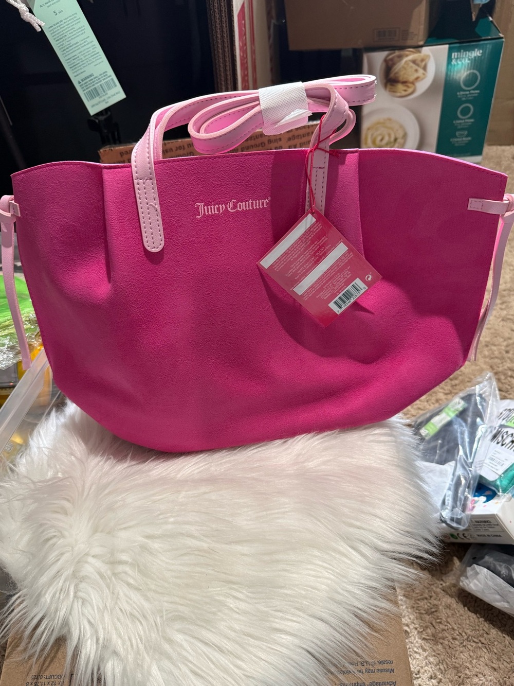 Juicy Couture Hot Pink Tote with Light Pink Straps